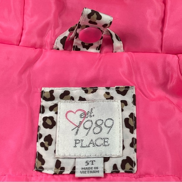 The Children’s Place size 5t hot pink & brown animal print winter coat & jacket - Picture 7 of 11